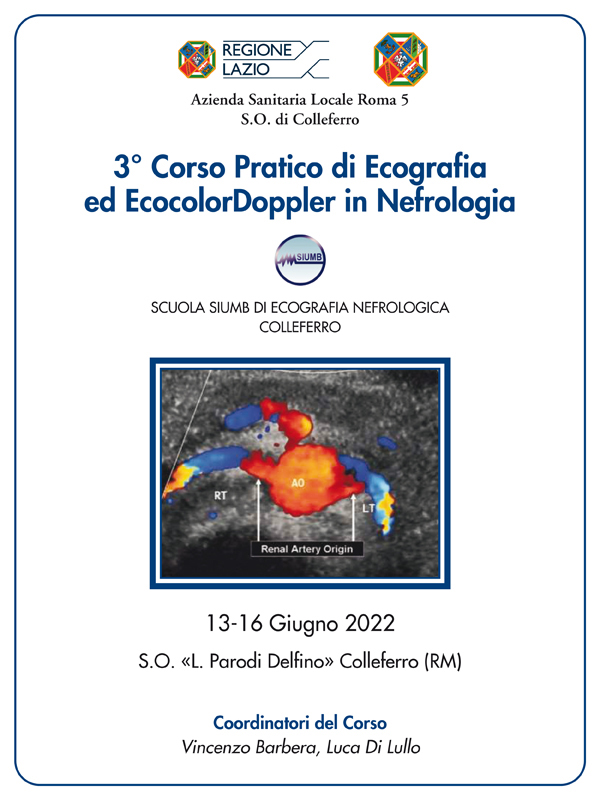 Programma 3° Corso Pratico di Ecografia ed EcocolorDoppler in Nefrologia